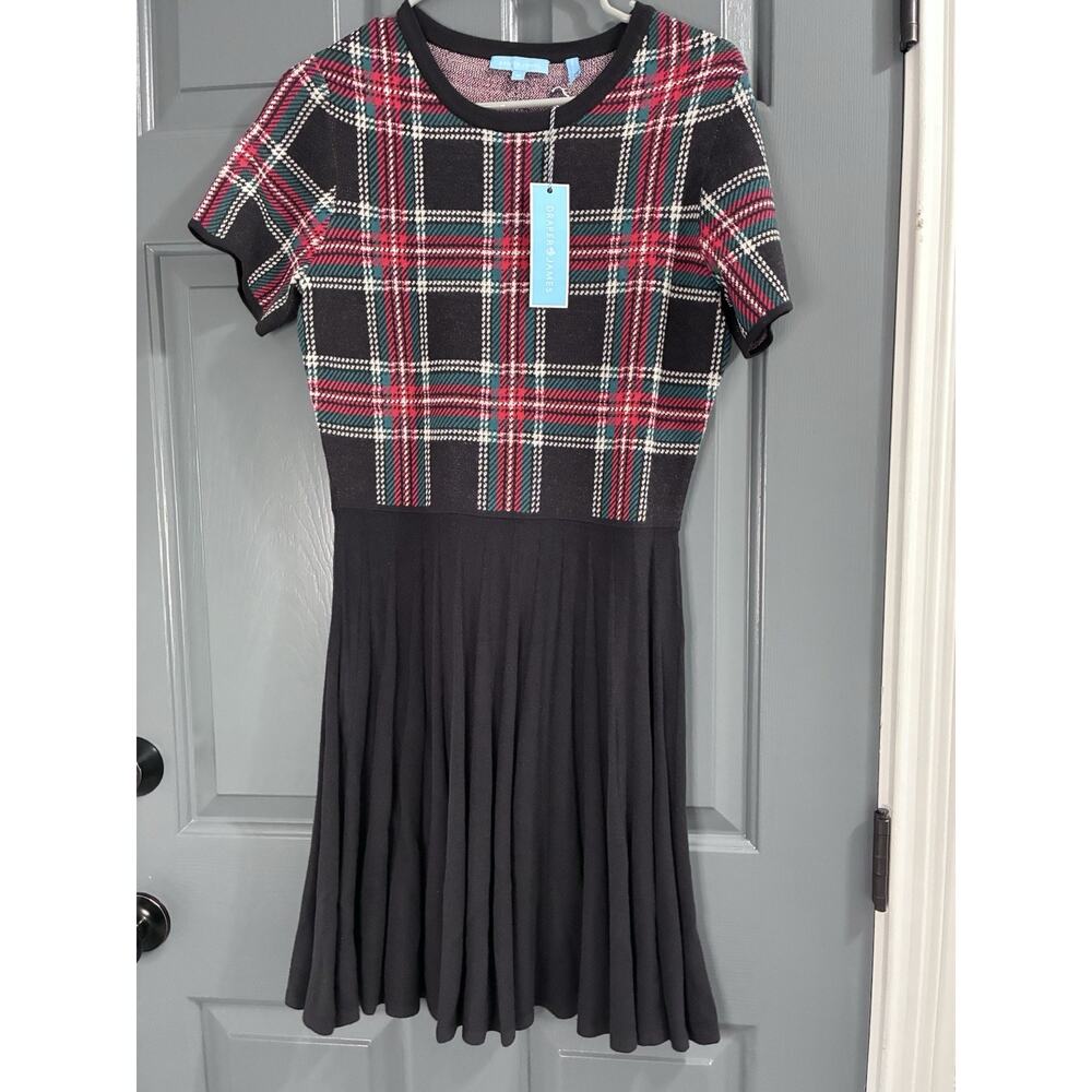 DRAPER JAMES SZ M NWTs PLAID GEORGIA SWEATER DRESS RED/BLACK HOLIDAY FESTIVAL